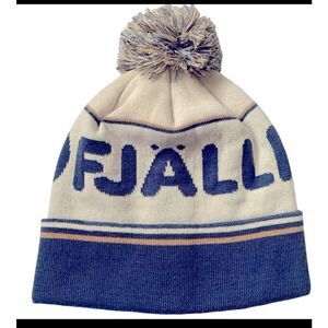 Fjällräven Blue Cream Pom Beanie - Unisex, Winter Trendy Style